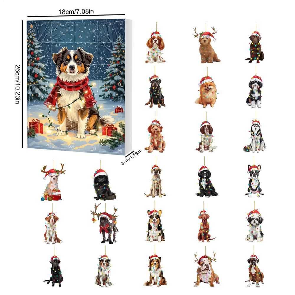 

2026 Dog Advent Calendar, Keychain Countdown Calendar with 24 Acrylic Pendants Christmas Decoration Perfect for Dog Lovers 24 days
