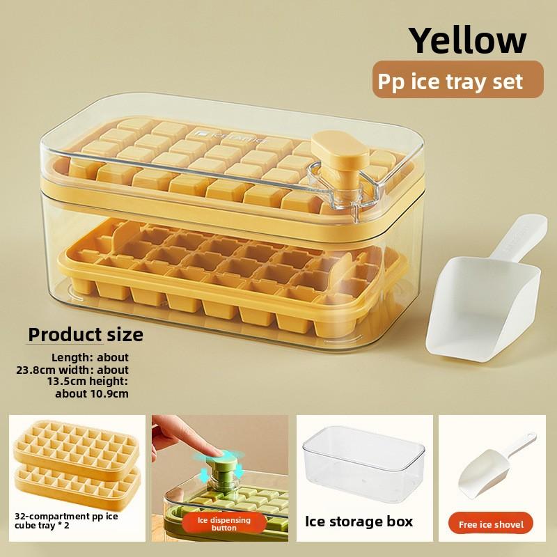 Silicone Ice Cube Tray Mold With Lid Shovel Storage Box One Click Ice Maker Dishwasher Safe Easy Clean Kitchen Bar Accessories