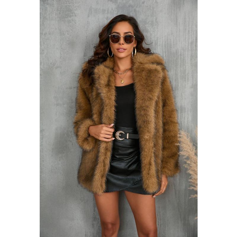 Autumn and winter women's toka fur collar coat coat artificial fur imitation fur coat