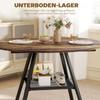 Dining Table for 4 People, 100 Cm Round Industrial Kitchen Table with Storage Shelf, Rustic Brown