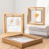 Queen-b Square Wooden Photo Frame, 360° Rotating, Stylish, Art, Tabletop, Natural, Photo Stand, Nordic Interior Decor (White, Medium)