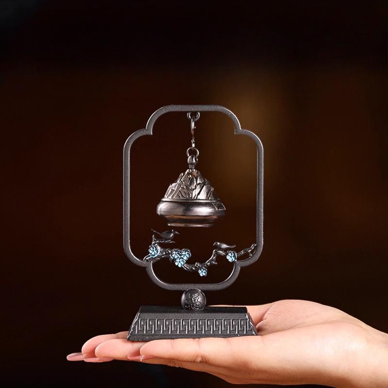Creative Alloy Incense Burner Ornament Zen Tea Ceremony, Home Indoor Decor Chinese Style Retro Hanging Aromatherapy Furnace, 1Pc