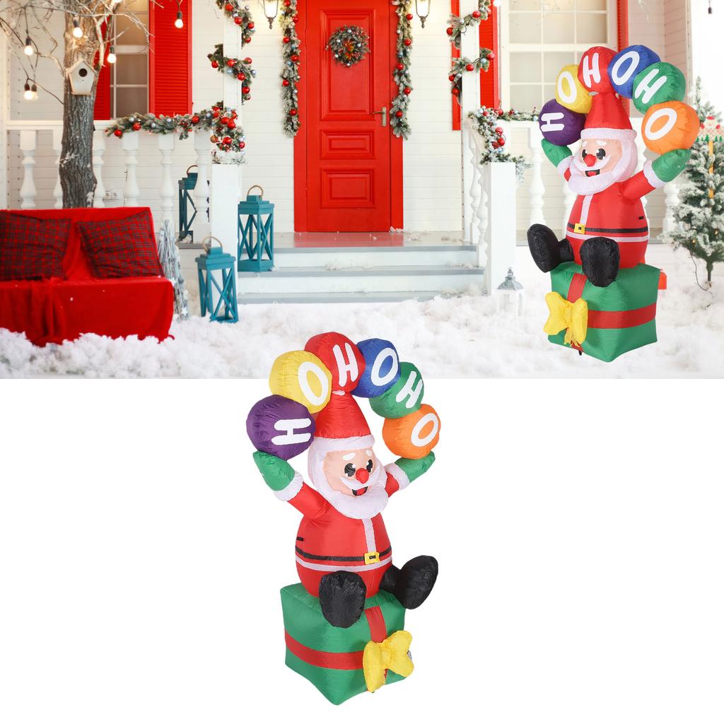 Inflatable Father Xmas 5.9ft Water Proof Polyester LED Blow Up Father Xmas Holding Sign for Outdoor Yard Decoration