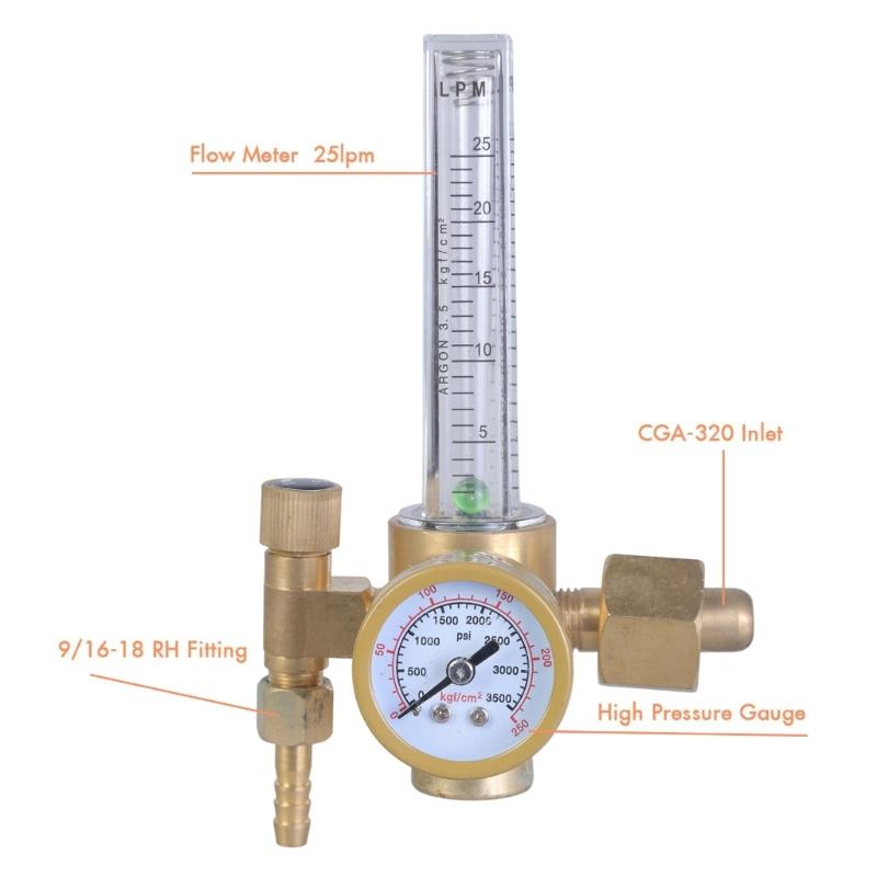 Regolatore di Flusso Gas Argon Professionale Doppia Scala per Saldatrice TIG