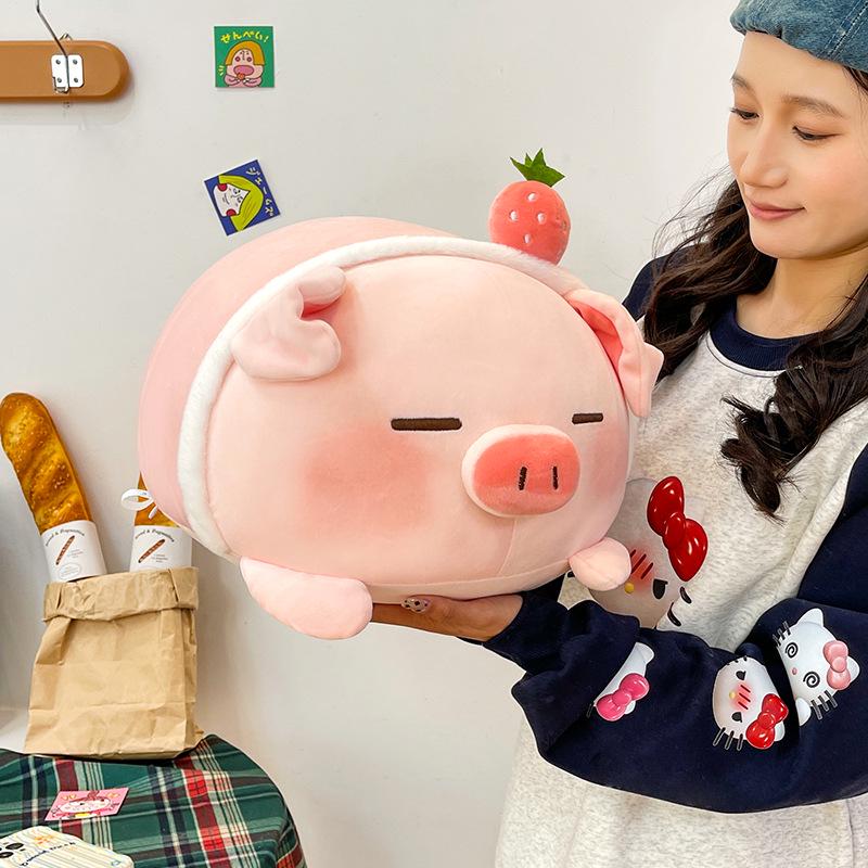 Cute Strawberry Piglet Plush Doll Pillow - Perfect Birthday Gift & Backrest