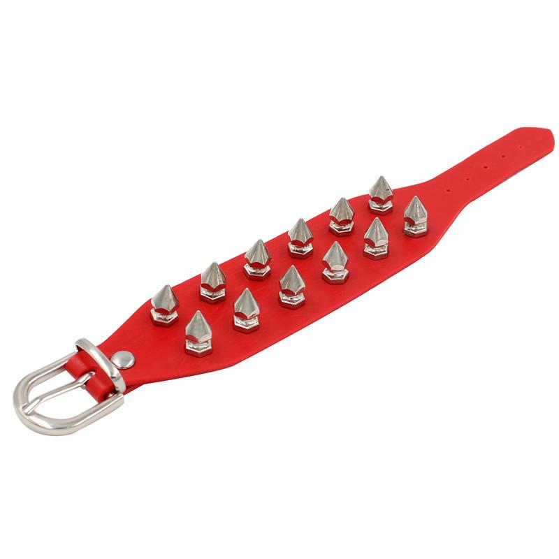 

Punk Gothic Rock Cuspidal Spikes Rivet Cone Stud Wide Leather Cuff Bracelet Wristbands Charm Bangle Fashion Unisex Jewelry красный