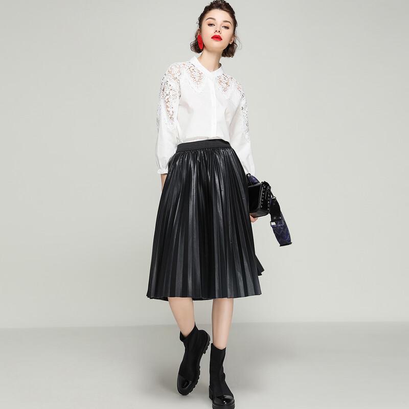 Bailuyu 2026 Spring Lace Hollow-Out Stand-Collar Shirt