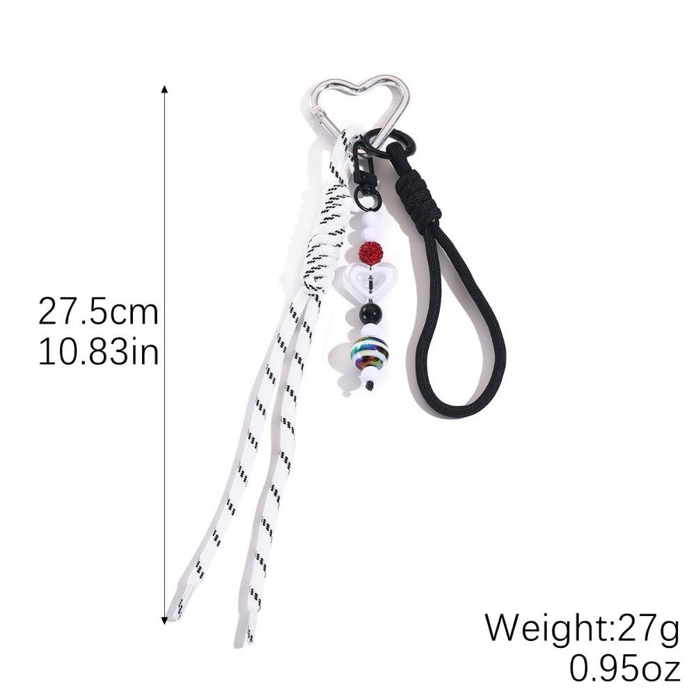 New Colored Hand Woven Keychain Braided Rope Bowknot Bag Pendant Leather Heart Buckle Mobile Phone Lanyard Gifts