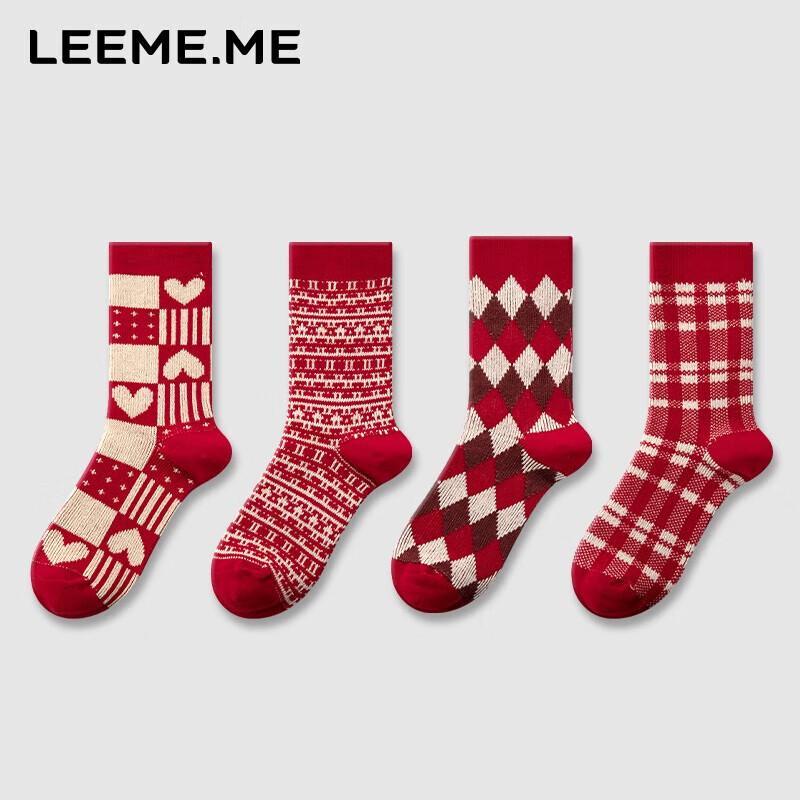 Women s Lucky Red Mid-Calf Socks (4 Pairs) One Size