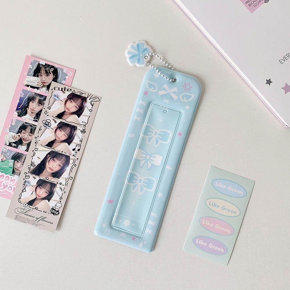 Cute PVC Photo Storage Case Bowknot 4 Grids Idol Photocard Holder Hollow Photos Protective Cover for Student Girls