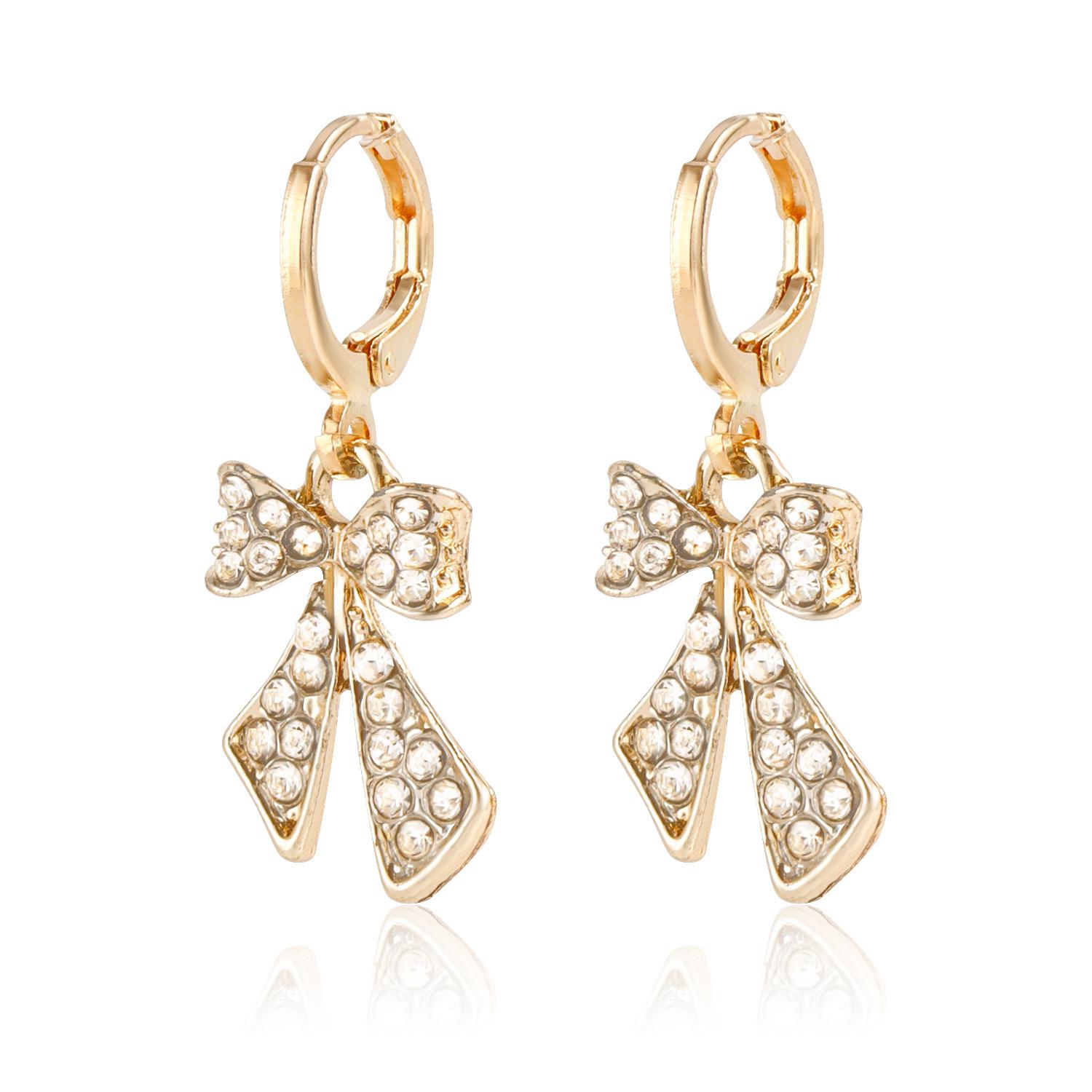 Hot-selling short micro-diamond bow earrings light luxury high-end temperament earrings