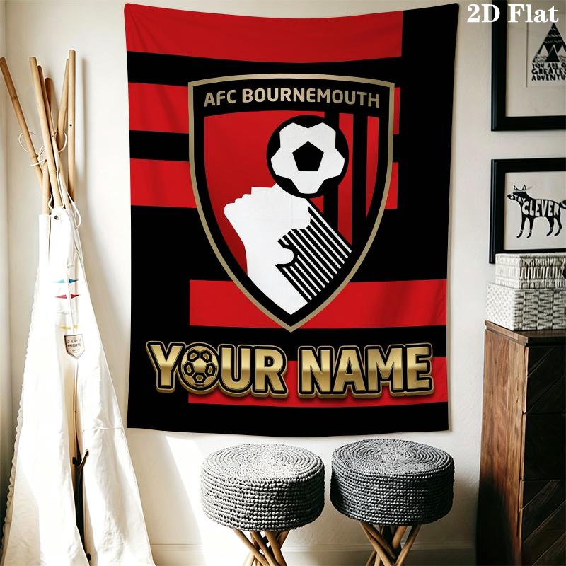 Custom Name Afc Bournemouth Wall Tapestry Aesthetic Wall Hanging Printed Fabric Blanket Decorative Tapestries for Bedroom Living Room Home Decor
