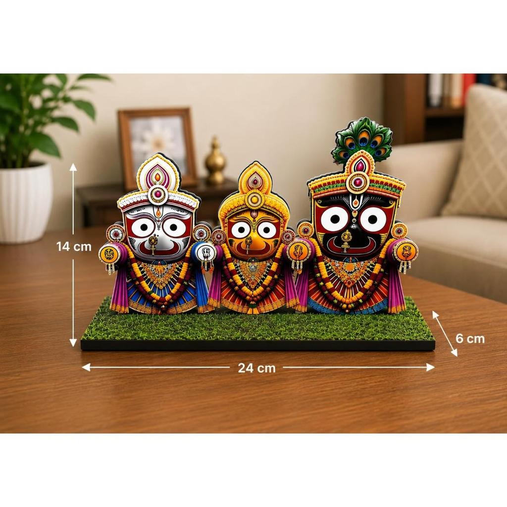 Lord Jagannath, Balabhadra and Subhadra MDF Cutout 5mm for Temple and Gifting