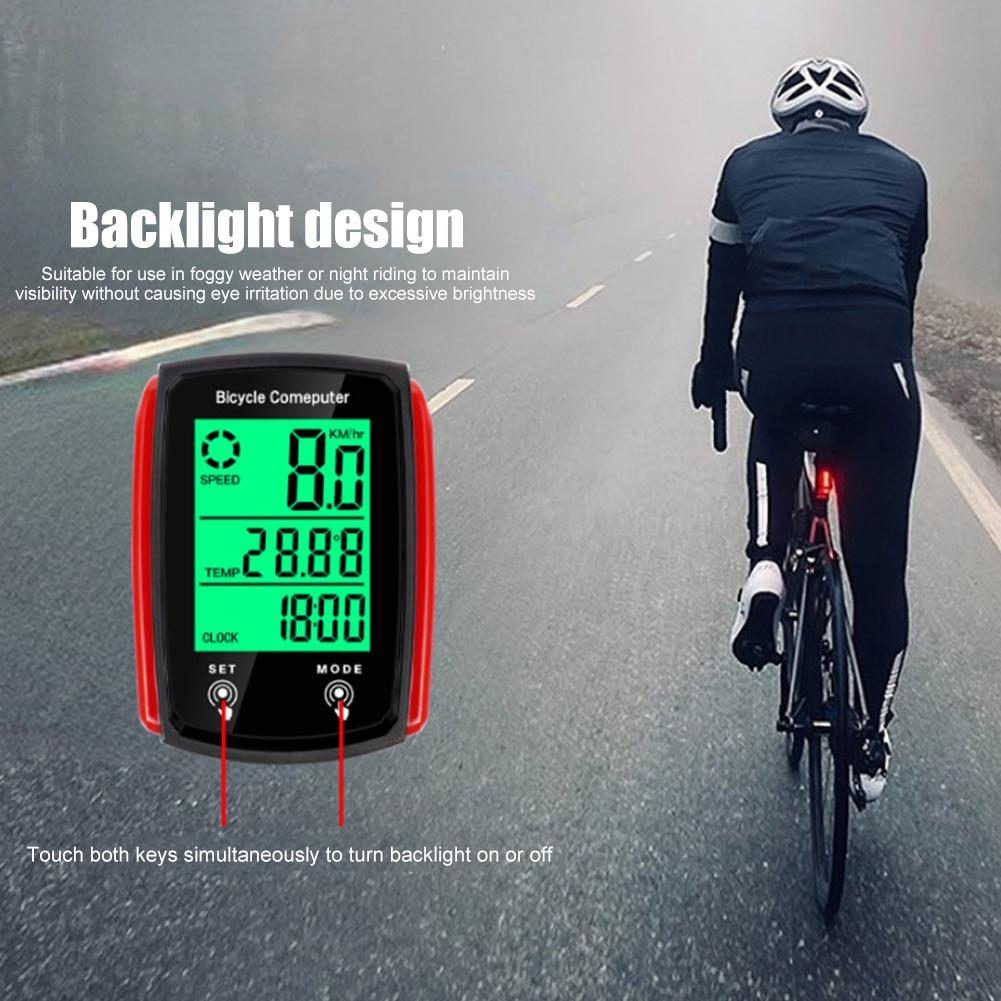 Fahrradrücklicht Stoppuhr MTB Fahrradcomputer Kabelgebunden Wasserdicht Tachometer Kilometerzähler Fahrradgeschwindigkeitszähler LCD Touchscreen