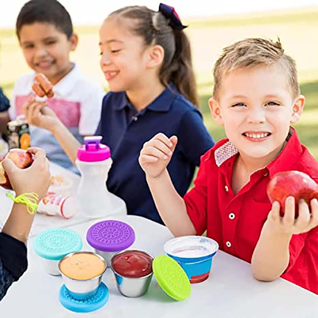 Stainless Steel Dipping Plate, Tomato, Silicone Lid, Preservation Box, Sealed Leak Proof  Cup, Seasoning Plate