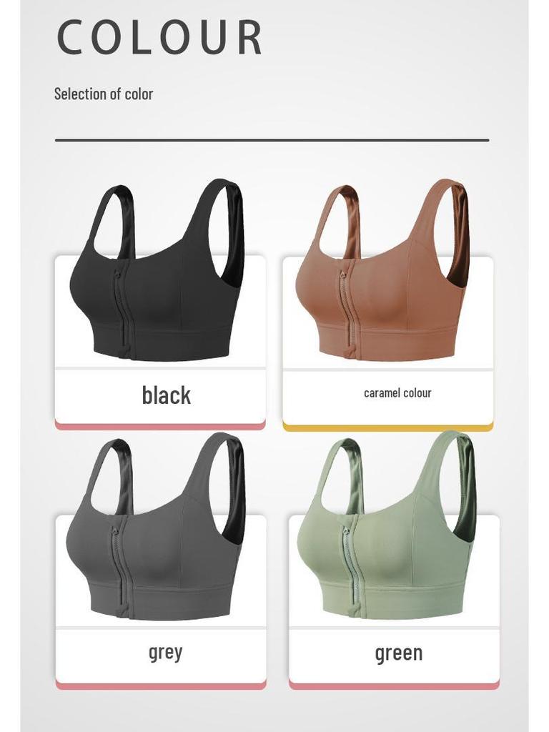 High Support Front Zipper Shockproof Yoga Bra for Running