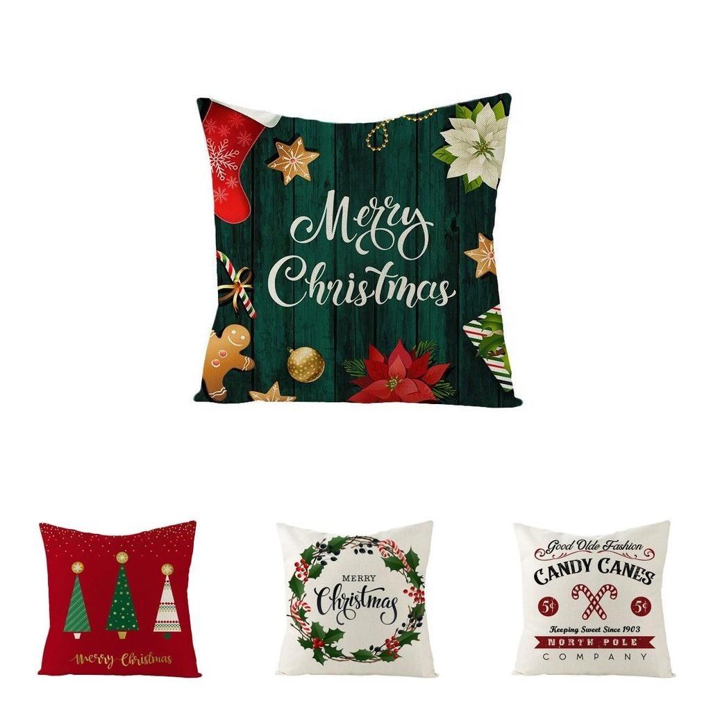 Luxurious 18" Christmas Cushion Cover For Home And Sofa Decor In Soft Cotton Linen