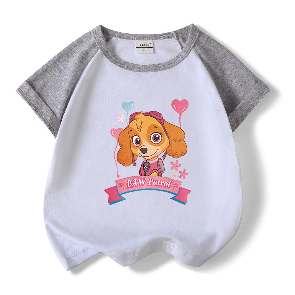 Paw Patrol Girls' Stylish Summer Outfit Set – 2022 Fashionable Short-Sleeve Two-Piece for Small & Medium Children