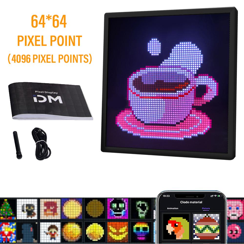 Smart Dynamic Pixel Screen Desktop Decorative Light Bedside Night Light with 4096 LEDs and 16 Million RGB Color Options
