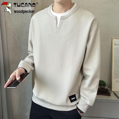 Men's Faux Two-Piece Long Sleeve Sweatshirt