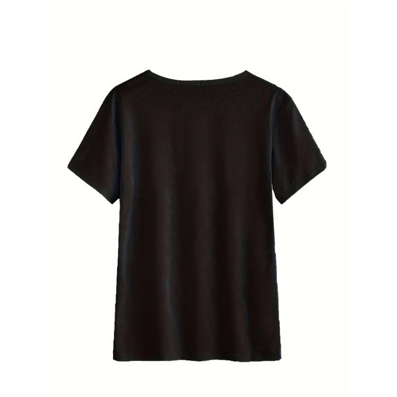 European sizes Christian Psalms 91 Print T-Shirt, Casual Crew Neck Short Sleeve Comfort Tee Top for Spring & Summer, Women's Clothing