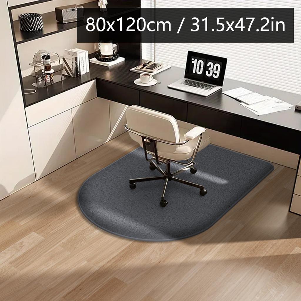 Solid color computer chair mat flannel floor mat thickened desk swivel chair arched carpet study soft dressing table foot mat