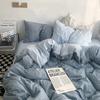 Solid Color Washed Cotton Bedding Set Soft Breathable Duvet Cover Flat Sheet Pillowcases For 1.5M 1.8M Bed Bedroom Home Bedding Decor