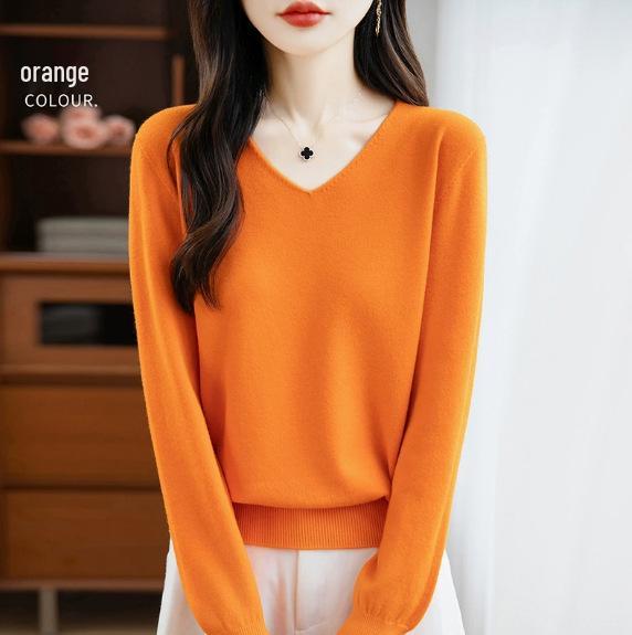 Seamless V-Neck Long Sleeve Women's Knit Pullover Base Layer