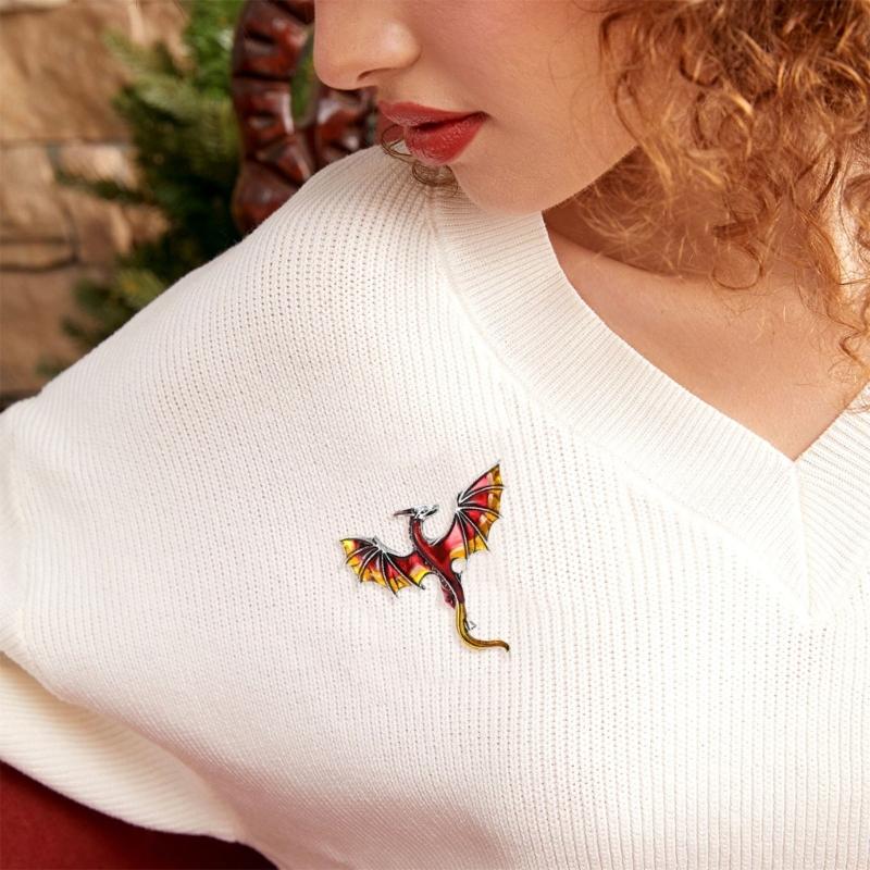 Cartoon Western Dragon Alloy Safety Badge Pin Daily Fashion Unisex Brooch Decorative Scarf Clip Bag Charm