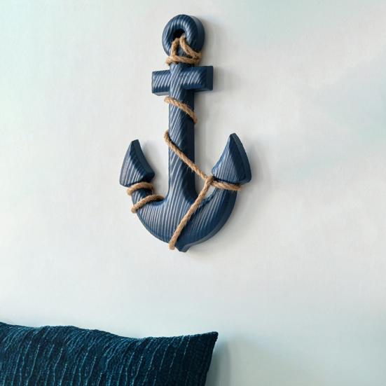 13 Inch Rustic Nautical Wooden Wall Art with Rope Coastal Beach Theme Wall Decor Handcrafted Wall Hanging Ornament for Living Room Bedroom Entryway