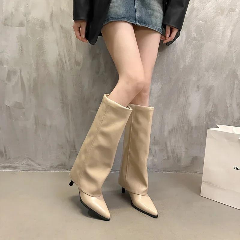 New Western Cowboy Boots Women Fashion Slip-On Long Pipe Boots Female Sexy Thin High Heel Trend Knee High Botas