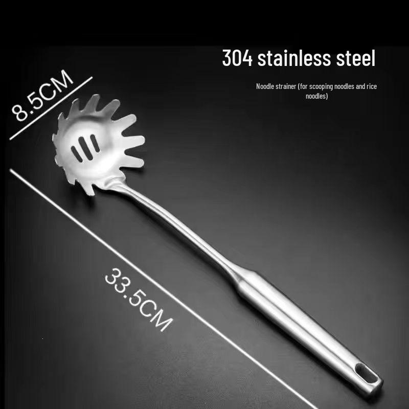304 Stainless Steel Kitchen Tool Set: Spatula, Soup Ladle, Wok Spatula, Strainer, and Spoon - Anti-scalding, Thickened Design.