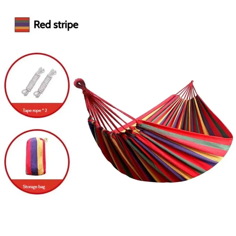 

1pc Folding portable outdoor canvas hammock camping swing hammock with tree rope is perfect for gardens terraces backyards красный