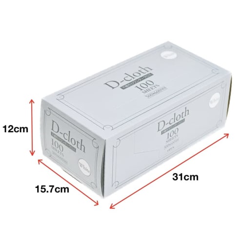 Dainichi Sangyo D-Cloth Nonwoven Counter Cloths, White, 100 Sheets, Large, 30 x 60cm, Disposable, Washable, for Home and Commercial Use, Thin, DC-60