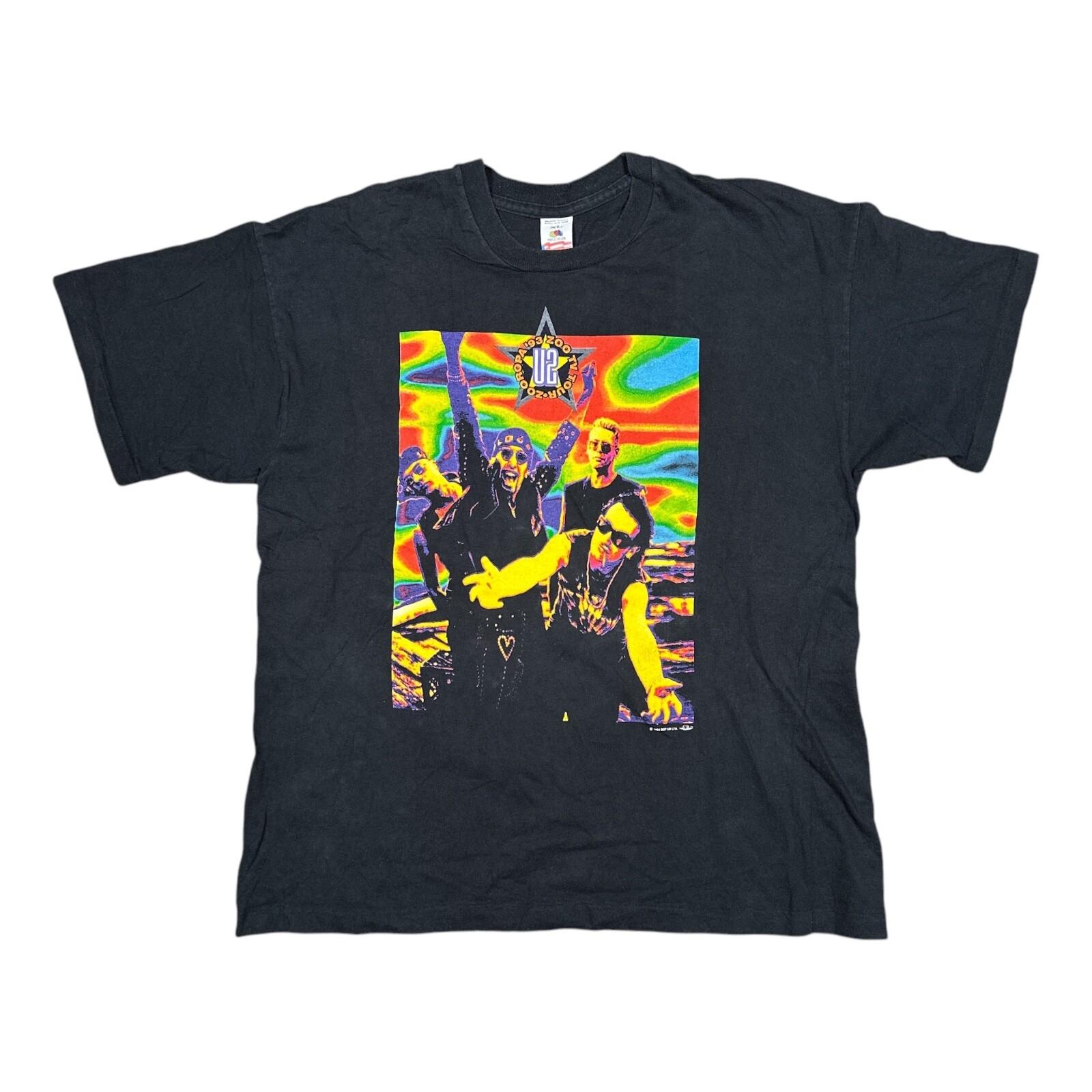 Vintage 90s U2 Zooropa 1993 European Tour Band Single Stitch T-shirt Mens XL S
