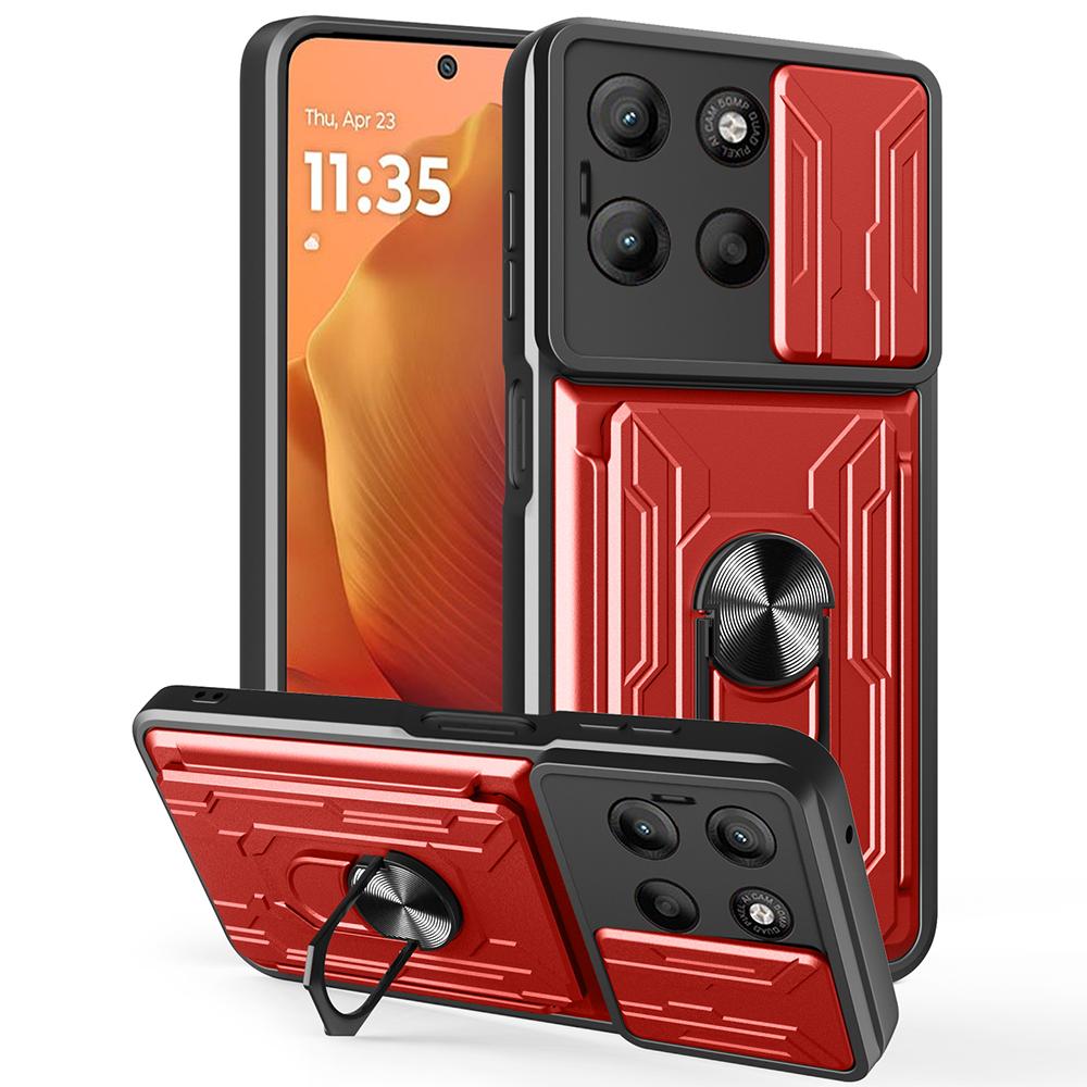 For Motorola Moto G15 4G Case PC+TPU Kickstand Phone Back Cover with Camera Slider