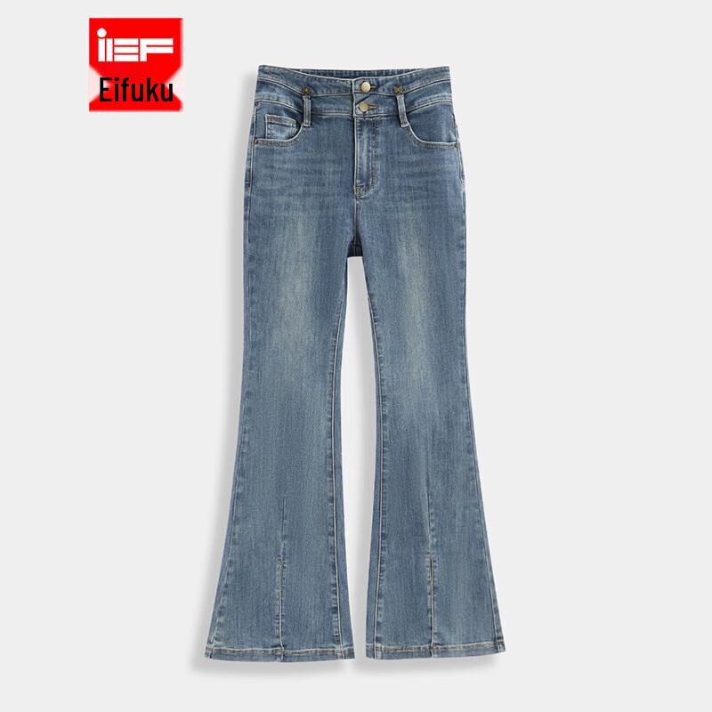 

IEF Women s 2025 Autumn Korean Style Slimming Denim Flare Pants S