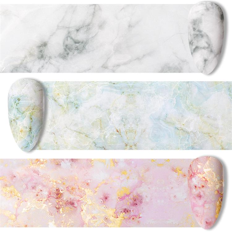 Nail Art Transfer Stickers: Marble, Clouds & Starry Sky Patterns - Set of 10