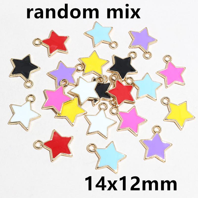 50pcs Bow Butterfly Star Charms Pendant Enamel Metal for Earrings Necklace Bracelet DIY Jewelry Making Accessories Findings
