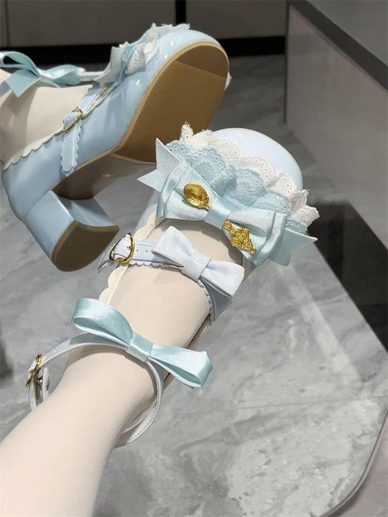 Enchanting Lolita Mary Jane Shoes - Round Toe with Bow for Women