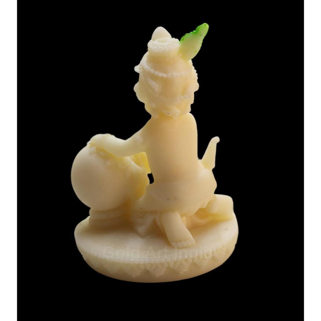 Makhan Krishna Ivory Finish | Krishna Idol for Home Decor| Laddu Gopal Murti for Gifting | Small Krishna Statue for Office Desk | Makhan Chor Idol