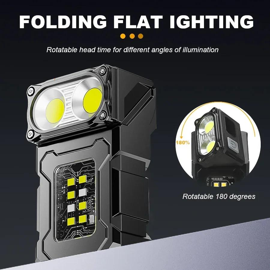 Mini Portable Flashlight 1500Lumens Super Bright LED Torch USB C Rechargeable Multifunctional Camping Fishing Emergency Lantern