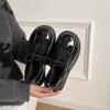 Schwarze vielseitige Retro-Plateau-Lederschuhe im britischen Stil für Damen 2025 neu Sommer französische erhöhende runde Zehen Einzel-Schuhe