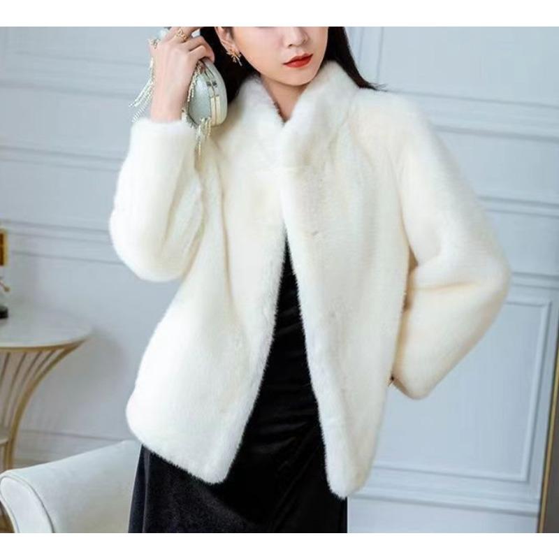 Imitation Mink Fur Coat Women's New Loose Stand-up Collar Thin Long-sleeved Imitation Rabbit Fur Thickened Mink Coat