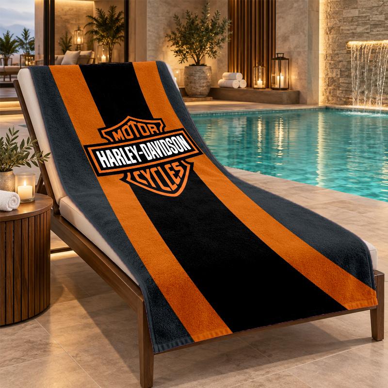 Beach Towel with Harley-Davidson Design, Quick Dry Lightweight Towel for Swimming Pool Travel