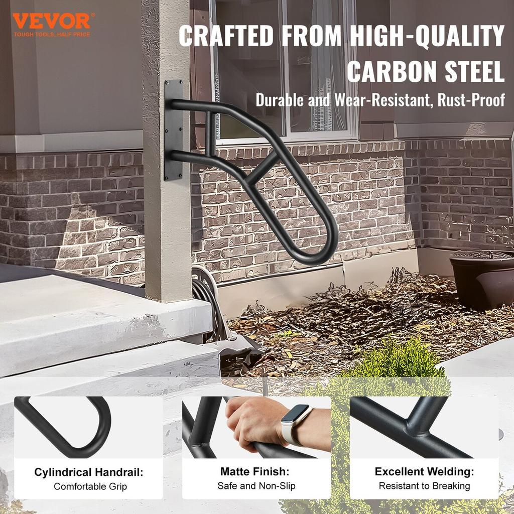 Handrails for Outdoor Steps 32" Wall Mount Safety Railings for 1-3 Steps
