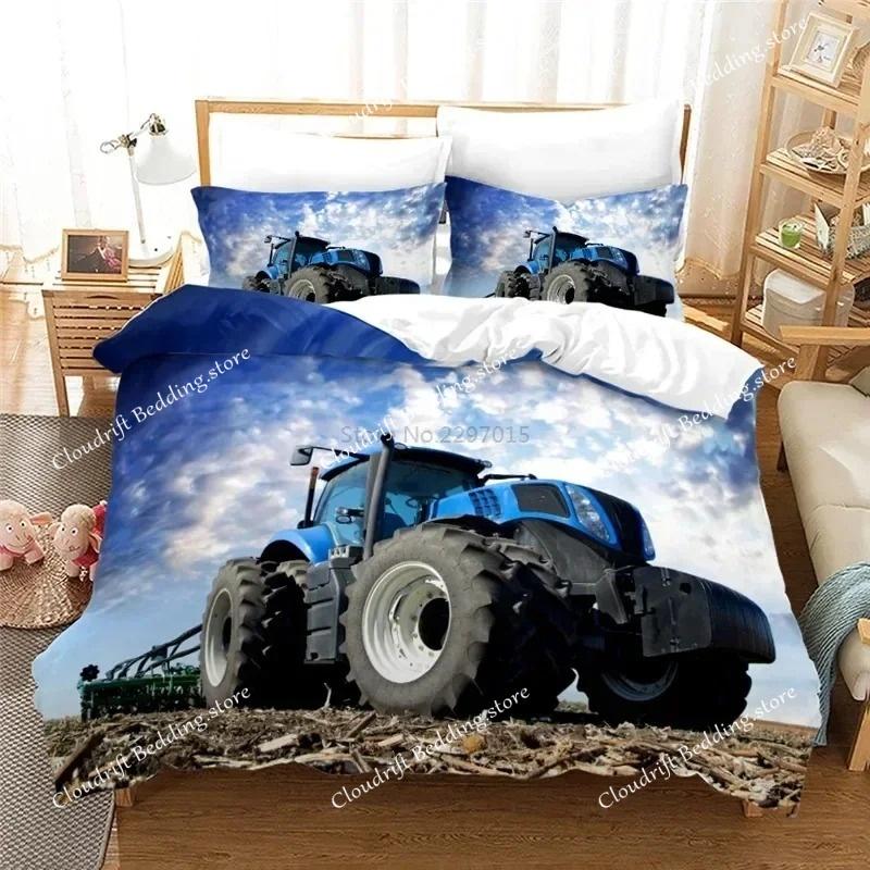 Farm Tractor Bedding Set Duvet Cover Set with Pillowcase Home Textile Twin Full Queen King Bedclothes for Family Home Decor