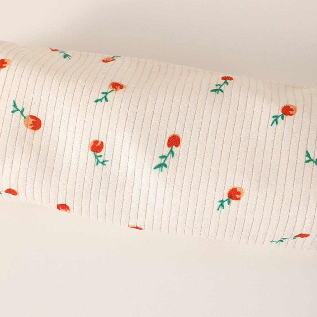 Flower Print Pencil Bag Zippered Pen Case Corduroy Pencil Bag Corduroy Pen Pouches Stationery Bag for Student School