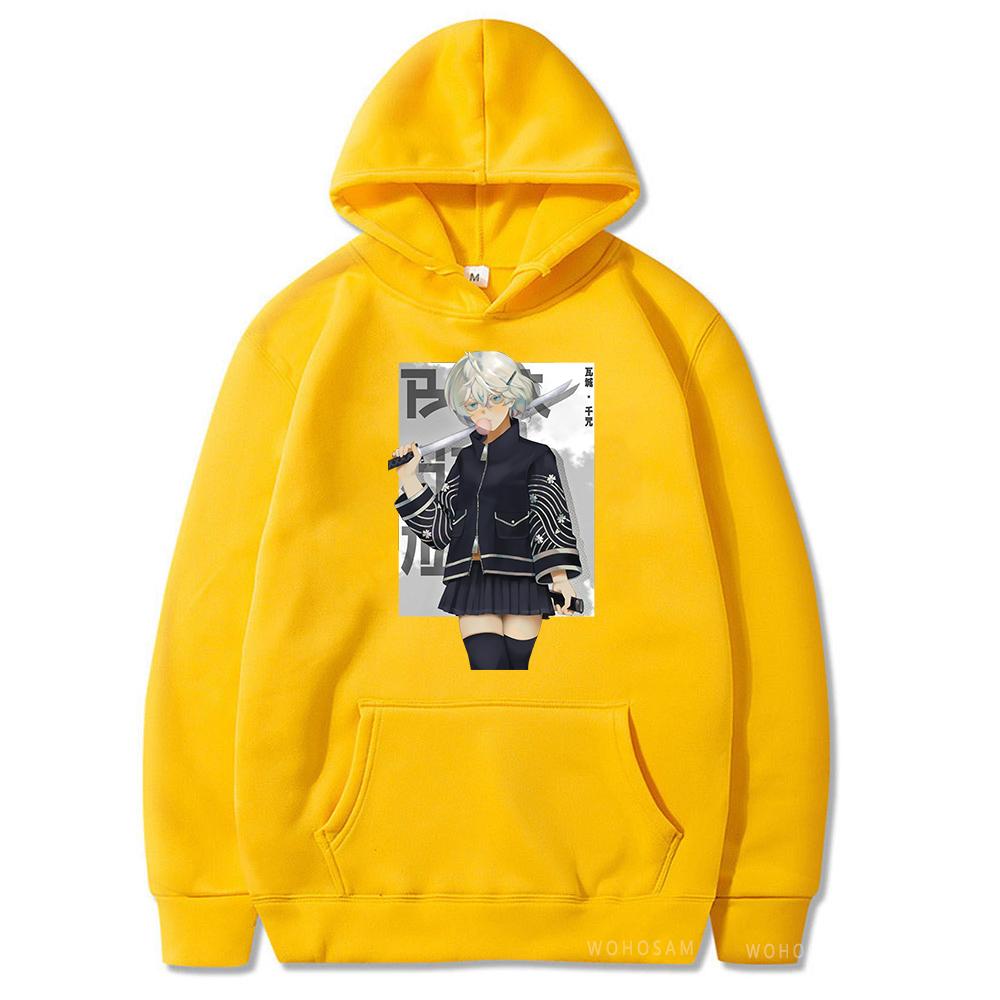 

Японское горячее аниме Senju Kawaragi Tokyo Мстители толстовки пуловер с принтом толстовка повседневная женская и мужская модная уличная толстовка с круглым вырезом 4XL жёлтый