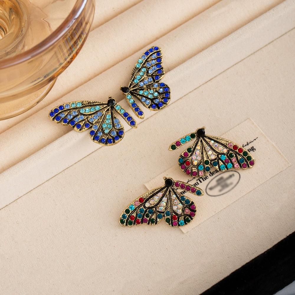 New Colorful Geometric Zircon Butterfly Earring Women’s Trendy Fashion Light Luxury Premium Exquisite Jewelry Gift